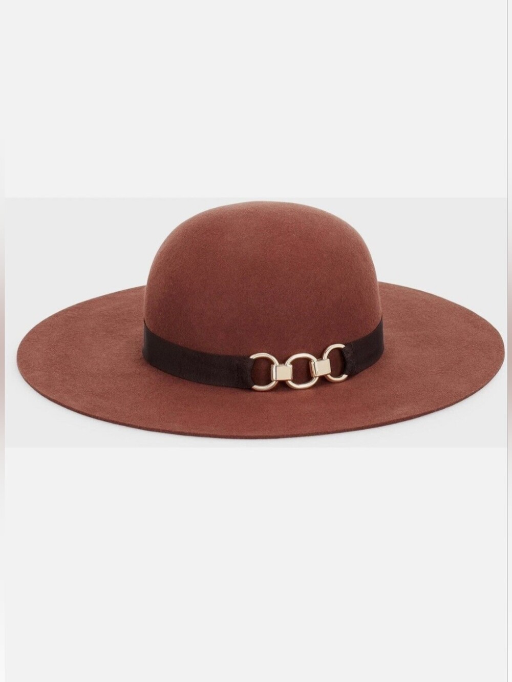 Soft Brown Felt Hat with Gold Accent